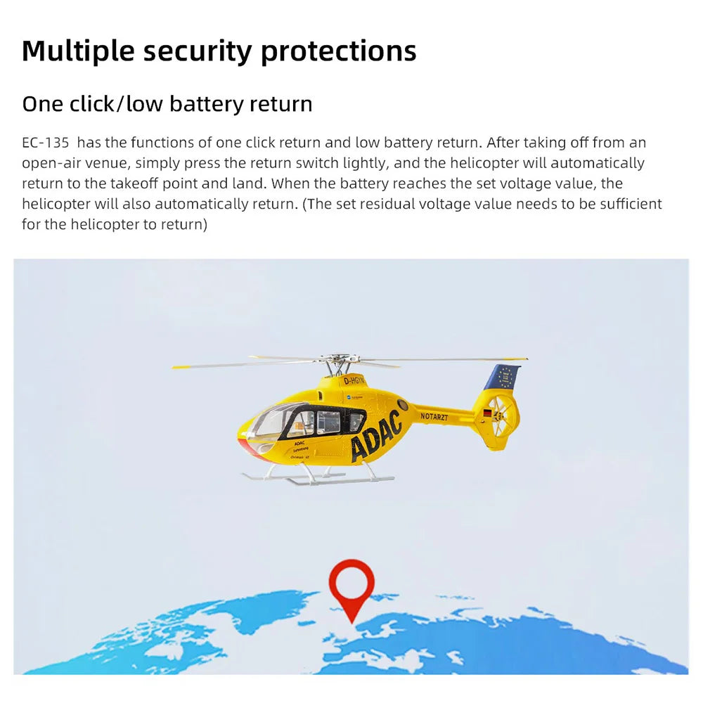 FLYWING EC135 Scale Helicopter ACE Flight GPS 470 class Four blades EC135 RC Helicopter Smooth Takeoff Landing 6CH RC Helicopter