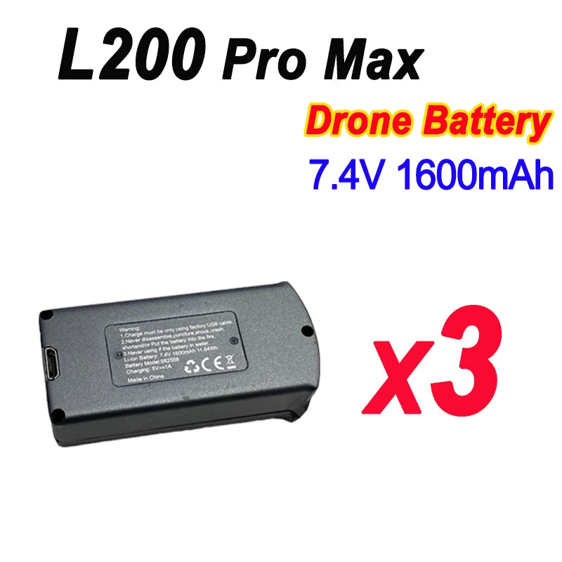 LYZRC-Original L200 PROMAX Drone Battery, 7.4 V1600mAh, for L200 PROMAX RC Quadcopter, Replacement Propeller, Drone Parts
