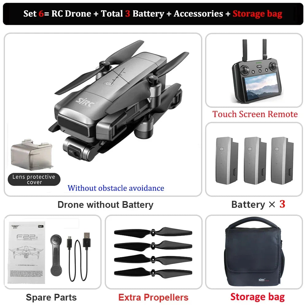 SJRC F22 S3 PRO Drone 4K Professional Camera GPS HD 5G WiFi FPV 3-Axis Gimbal EIS Brushless Foldable RC Quadcopter Toys For Kids