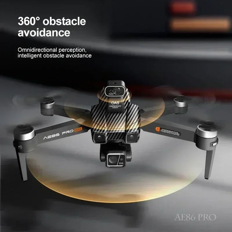 AE86 PRO Max+ Profesional Drone with Obstacle Avoidance FPV GPS Quadcopter 8K HD Camera 3-axis gimbal Aerial Photography RC Dron