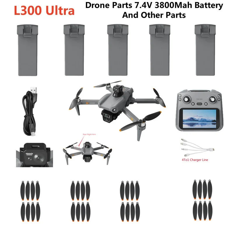 L300 Ultra GPS Remote Control RC Drone Quadcopter Spare Parts Accessories 7.4V 3800Mah Battery Blade USB Arm Obstacle Avoidance
