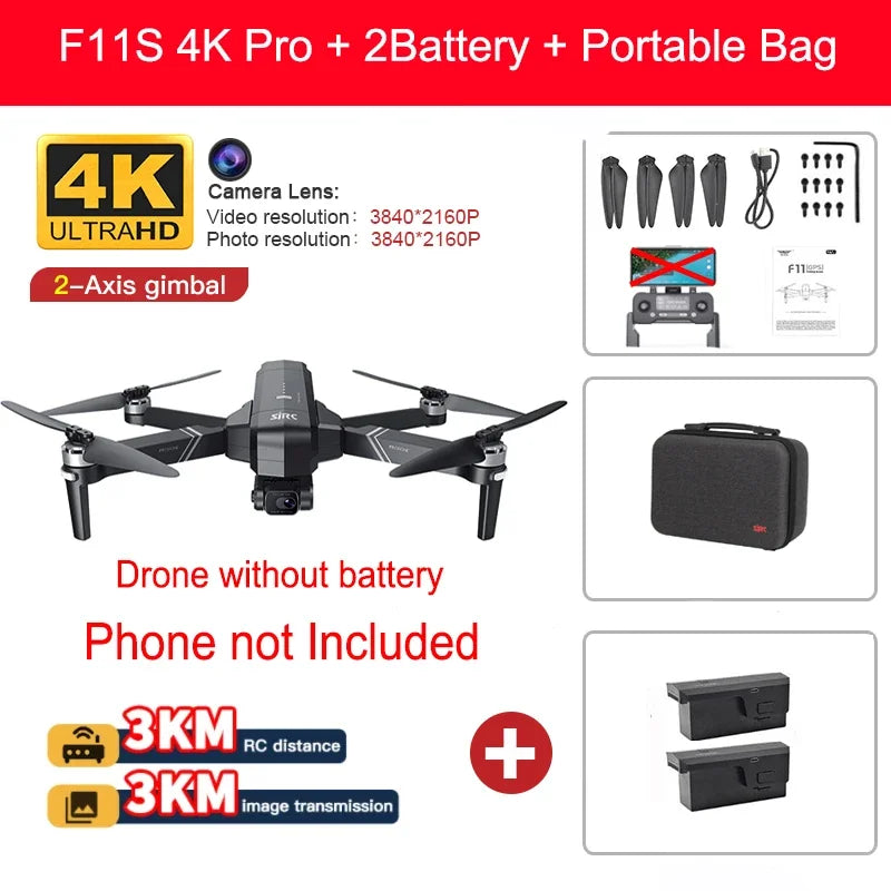 SJRC F11 Pro 4K F11s Pro 4K Camera Drone GPS 5G FPV HD 2 Axis Stabilized Gimbal EIS Professional Brushless Quadcopter RC Dron