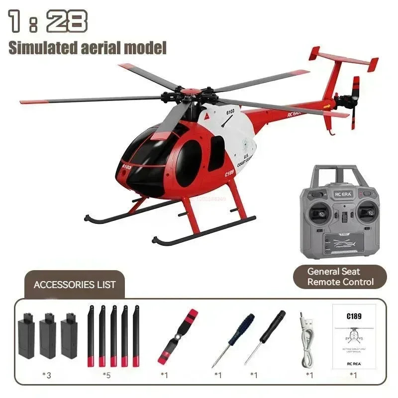 In Stock Rc Era New 1:28 C189 Bird Rc Helicopter Tusk Md500 Dual Brushless Simulation Model 6-axis Gyro Simulation Model Toys