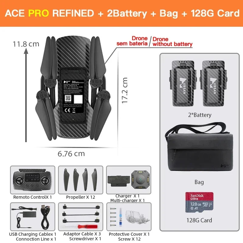 Hubsan ACE PRO Refined Drone With 4K HD Camera 15KM WIFI 3-axis Gimbal Brushless Quadcopter Obstacle Avoidance Professional Dron