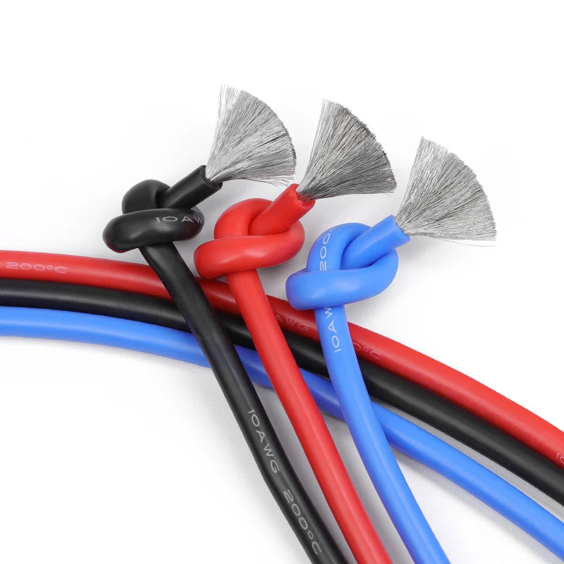 1~50m Heat-Resistant Silicone Wire AWG 30 26 24 22 20 18 16 14 12 10 8 Red Black Automotive Wiring Car Battery Copper Cable