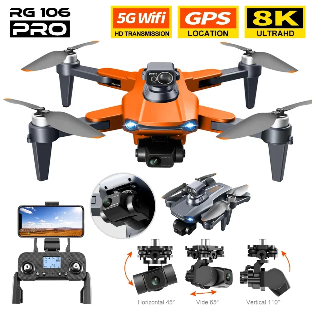 RG106 PRO Drone 8k Dual Camera Profesional GPS Drones With 3 Axis Brushless Rc Helicopter 5G WiFi Fpv Drones Quadcopter Toy