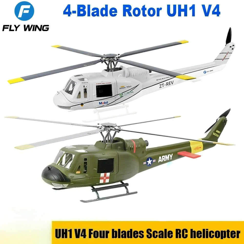 Four blade FLYWING UH1 V4 RC Scale helicopter with H1 GPS metal rotor 450 6ch RC Helicopter iroquois 450L UH1 V3 Huey helicopter
